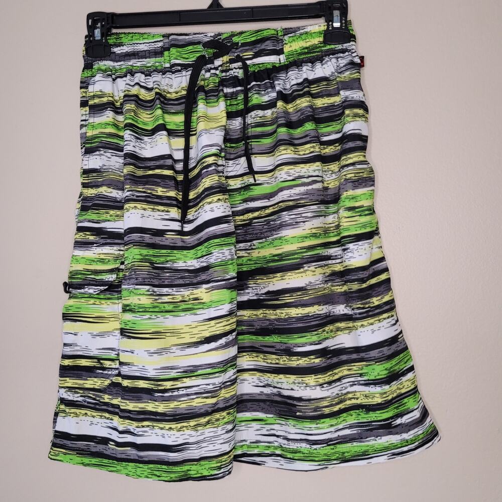 NBN Gear Men's Striped Shorts - Black, Green, White - L